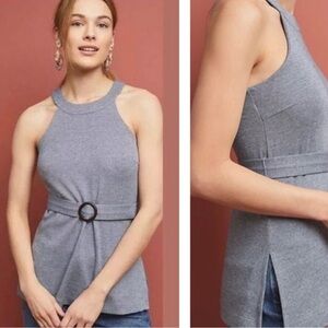 Anthropologie Gray Sleeveless Belted Halter Top Dressy order#(2)
